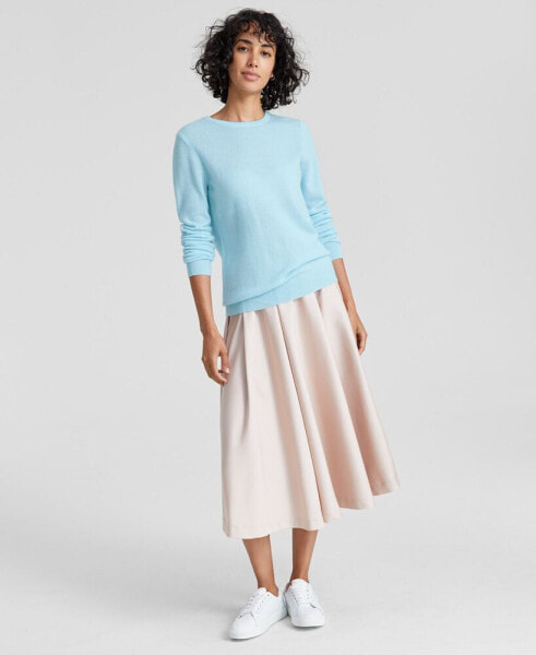 100% Cashmere Women's Long-Sleeve Crewneck Sweater, Regular & Petites, Created for Macy's