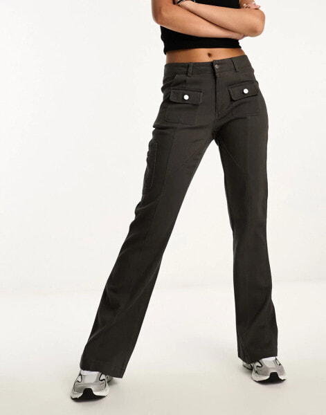 Daisy Street fit and flare cargo trousers in charcoal