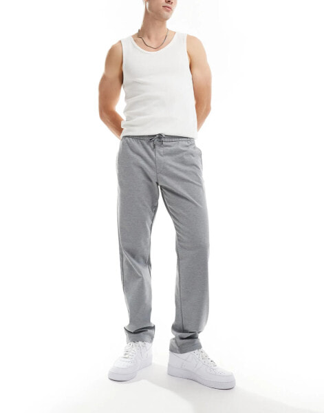 Jack & Jones drawstring tapered trouser in grey marl