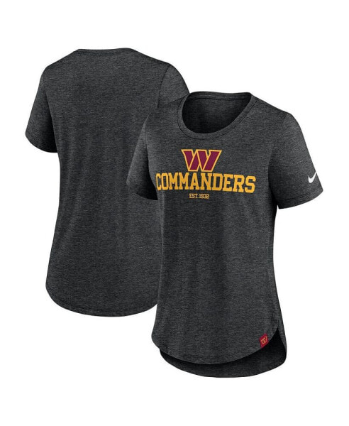 Women's Heather Black Washington Commanders Fashion Tri-Blend T-Shirt