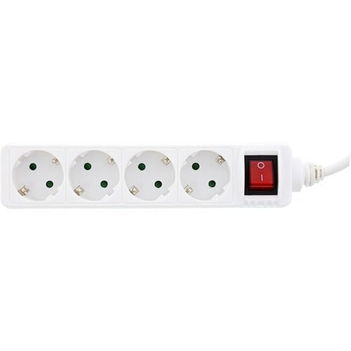 InLine Socket strip - 4-way earth contact CEE 7/3 - with switch - white - 1.5m