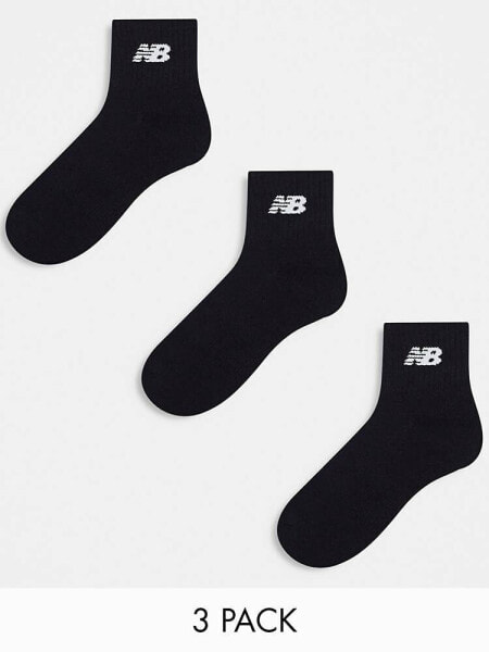 New Balance logo mid sock 3 pack in black