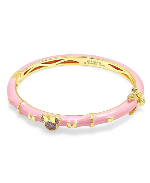 Minnie Mouse Bangle Bracelet Glitter Accent - 6.5 Inches