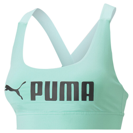 Puma Mid Impact Fit Sports Bra Womens Green Casual 52219276