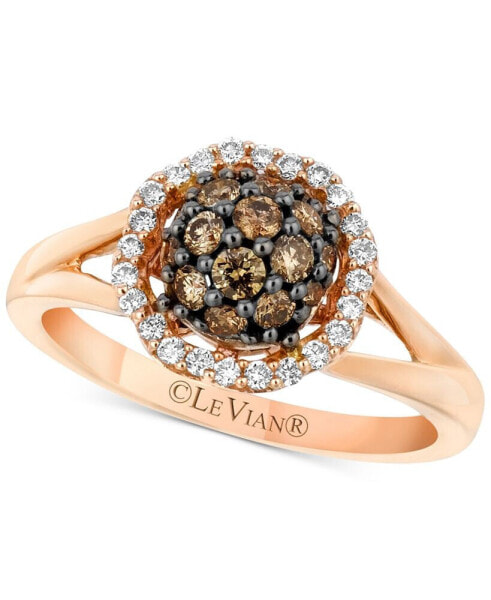 Chocolatier® Diamond Halo Cluster Ring (5/8 ct. t.w.) in 14k Rose Gold