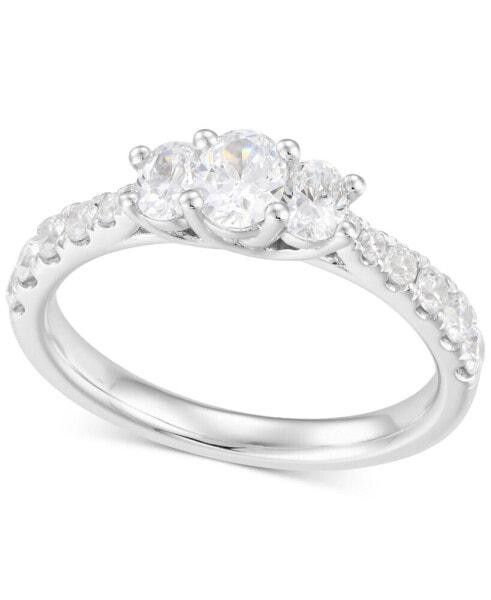 Diamond Oval Three Stone Engagement Ring (1 ct. t.w.) in 14k White Gold
