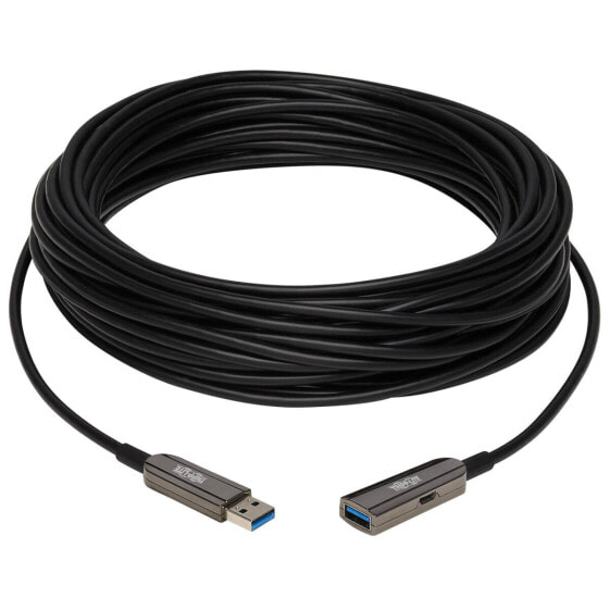 Tripp U330F-20M-G1 USB 3.2 Gen 1 CL3-Rated Fiber Active Optical Cable (AOC) - Extension/Repeater - A M/F - Black - 20 m (65 ft.) - 20 m - USB A - USB A - USB 3.2 Gen 1 (3.1 Gen 1) - 5000 Mbit/s - Black - Grey
