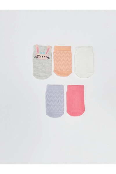LCW baby Desenli Kız Bebek Patik Çorap 5'li