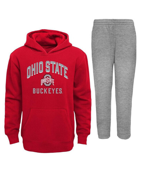 Toddler Boys and Girls Scarlet, Gray Ohio State Buckeyes Play-By-Play Pullover Fleece Hoodie and Pants Set