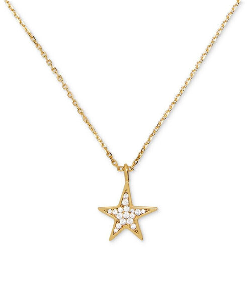 Silver-Tone Pavé Star Pendant Necklace, 16" + 3" extender
