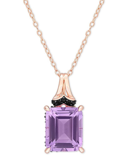 Macy's pink Amethyst (5-7 ct. t.w.) & Black Sapphire (1/4 ct. t.w.) Halo 18" Pendant Necklace in Rose-Plated Sterling Silver