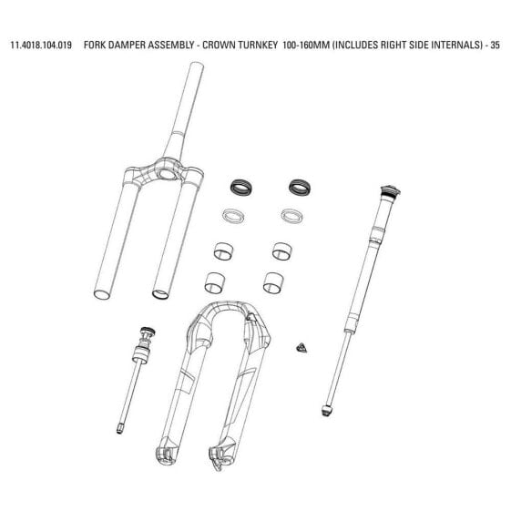 ROCKSHOX Fork Damper Assembly 35 Silver Turnkey Crown