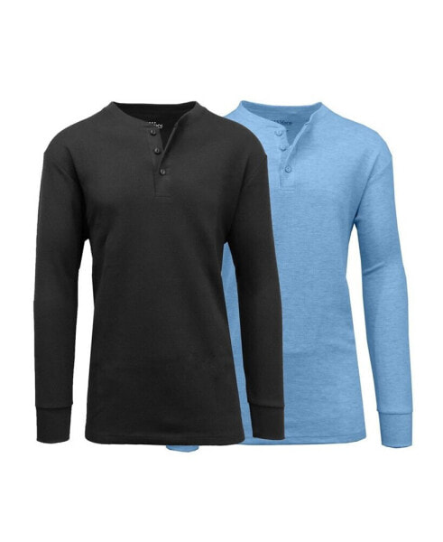 Men's Long Sleeve Thermal Henley Tee, Pack of 2