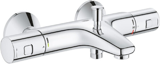 GROHE Precision Feel Thermostatic Bath Mixer Chrome 34788000 & Euphoria Cosmopolitan Hand Shower (Water-Saving, Includes Shower Hose and Hand Shower Holder, Anti-Limescale System), Chrome, 27369000