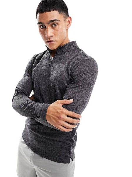 ASOS 4505 thermal 1/4 zip top in charcoal