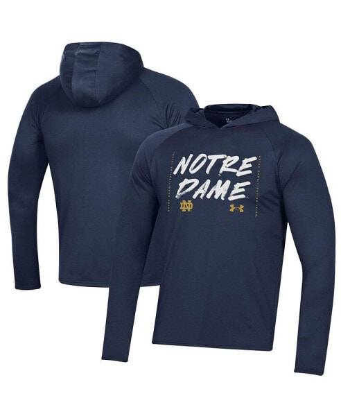 Men's Navy Notre Dame Fighting Irish On Court Shooting Long Sleeve Hoodie T-shirt