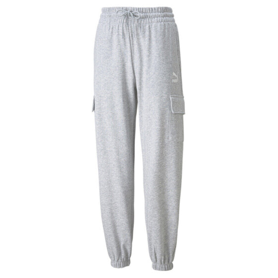 Puma Clsx Cargo Drawstring Sweatpants Womens Grey Casual Athletic Bottoms 531698