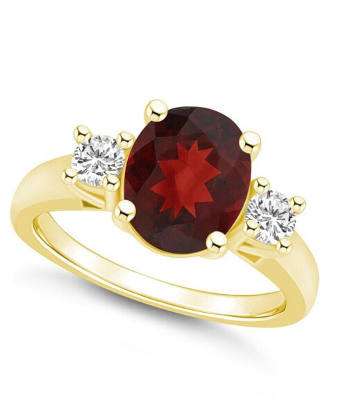 Garnet and Diamond Ring (3-1/10 ct.t.w and 1/3 ct.t.w) 14K Yellow Gold