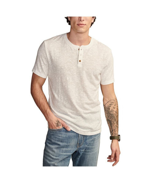 Men's Linen Short Sleeve Henley T-shirt