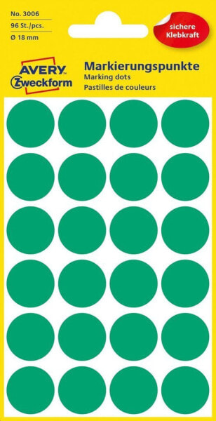 Avery Zweckform 3006 - Green - Round - Permanent - 18 x 18 mm - Small - Paper