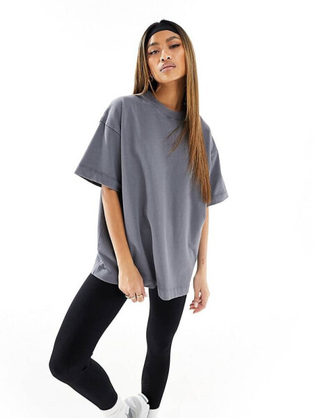 ASOS 4505 Icon boxy heavyweight oversized t-shirt with quick dry in washed black