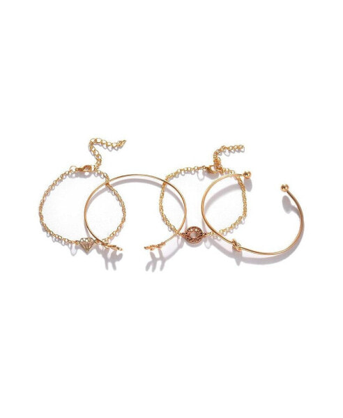 Women's Gold Pack Of 4 Metallic Bracelets