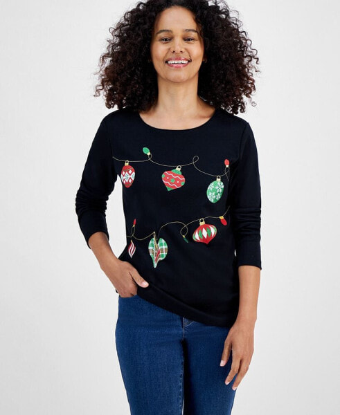 Women's Ornament String Long-Sleeve Top, Created for Macy's