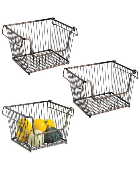 Stackable Storage Basket with Handles, 3 Pack