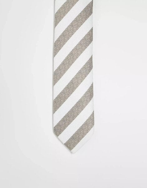 Jack & Jones stripe tie in brown