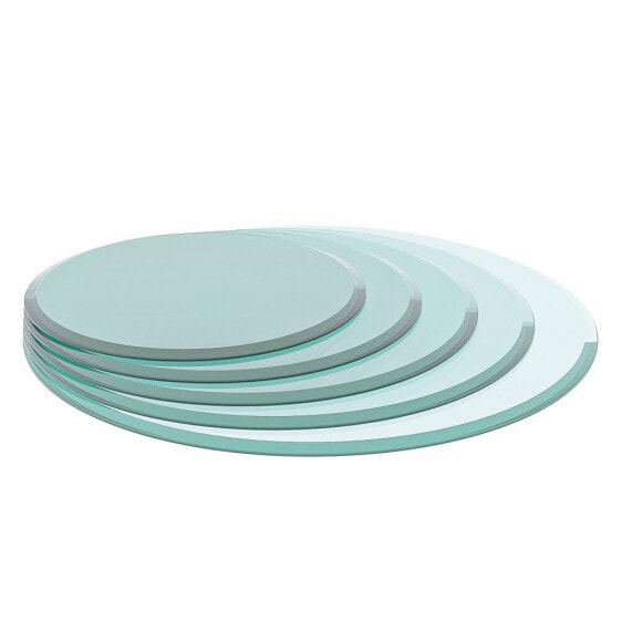 36 Inch Round Tempered Glass Table Top Clear Glass 1/2 Inch Thick Beveled Polished Edge