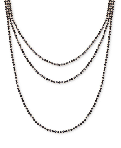 Rhinestone Layered Tennis Necklace, 16" + 2" extender