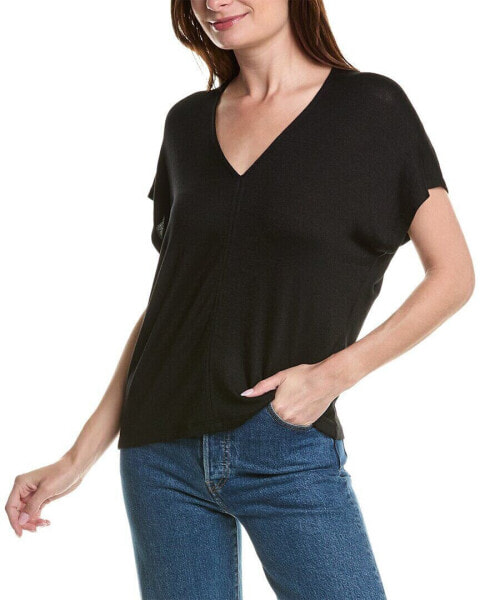 Vince Dolman V-Neck T-Shirt Women's Black Xs