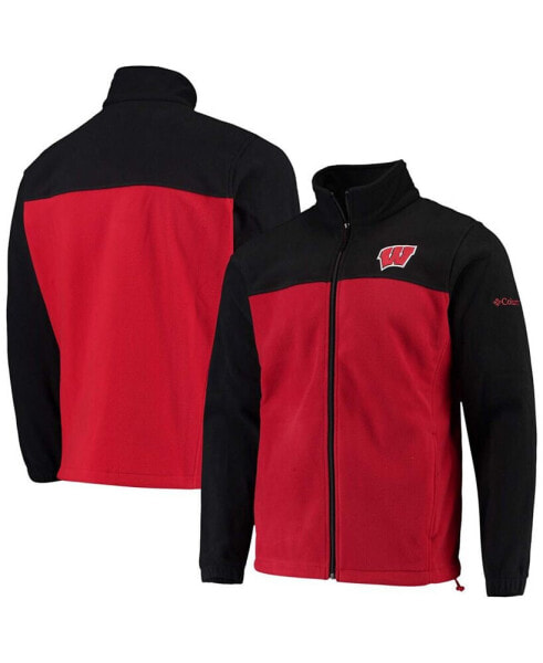 Men's Black/Red Wisconsin Badgers Flanker III Fleece Team Full-Zip Jacket