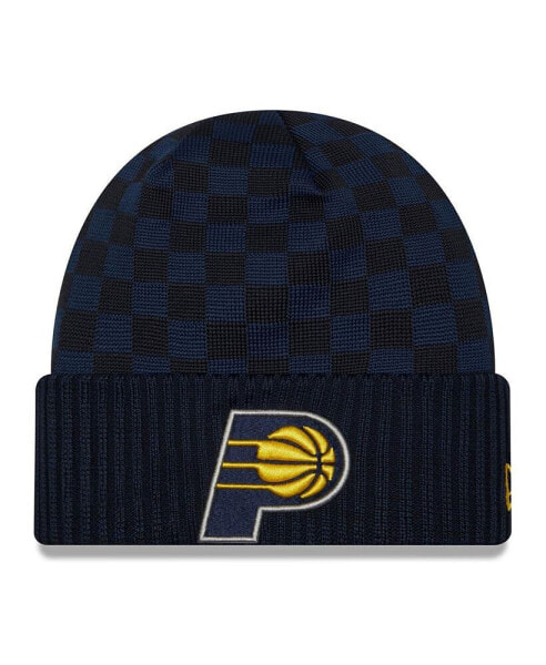 Men's Navy Indiana Pacers 2024 NBA All-Star Game Rally Drive Checkerboard Pattern Cuffed Knit Hat