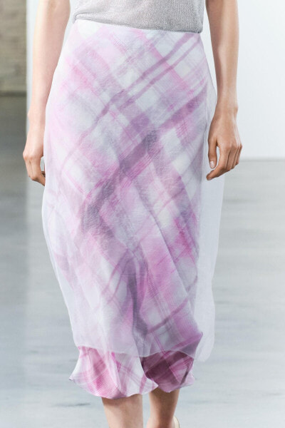 Organza check skirt