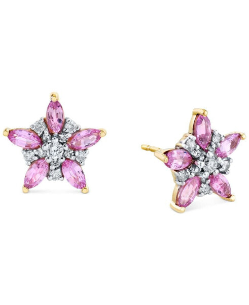 Серьги Macy's Pink Sapphire & Diamond Starflower