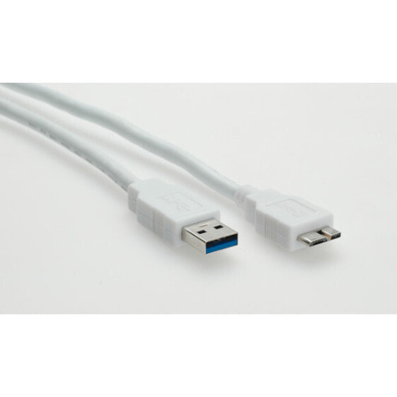 Белый USB-кабель 3.0 м - USB A - Micro-USB B - USB 3.2 Gen 1 (3.1 Gen 1) - Мужской - VALUE by ROTRONIC-SECOMP AG - VALUE USB 3.0 Cable - A - Micro B - M/M 3.0 м - 3 м - Мужской - Белый