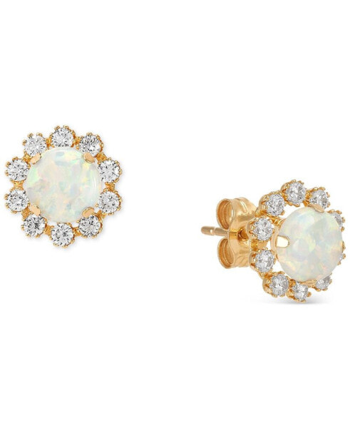 Lab-Grown Sapphire (1-1/5 ct. tw.) & Lab-Grown White Sapphire (5/8 ct. t.w.) Halo Stud Earrings in 14k Gold