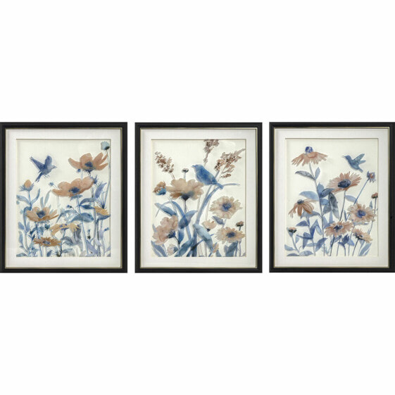 Картина DKD Home Decor 50 x 2 x 60 cm Цветы Shabby Chic (3 Предметы)