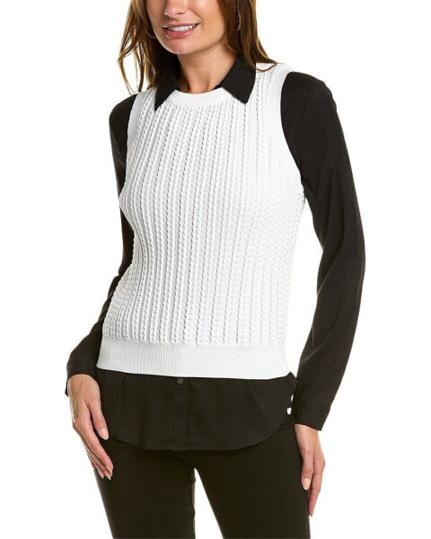 Gracia Textured Sweater Vest Women's White M