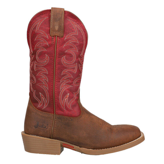 Ботинки мужские Justin Boots Stampede 12" Wide Square Toe коричневые, бордовые, красные