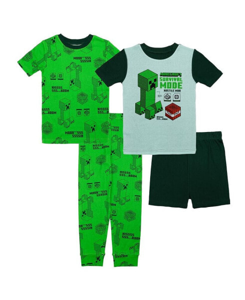 Little Boys Cotton 4 Piece Pajama Set