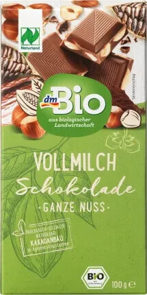 Schokolade, Vollmilch Schokolade ganze Haselnuss 20 %, 100 g