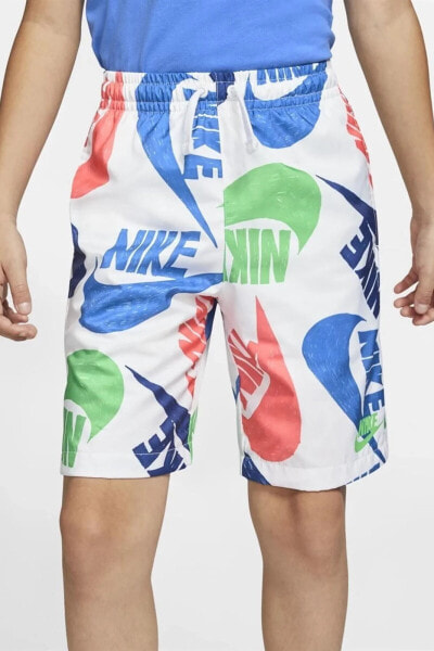 Sportswear Unisex Genç Çocuk Dokuma Baskılı Renkli Şort