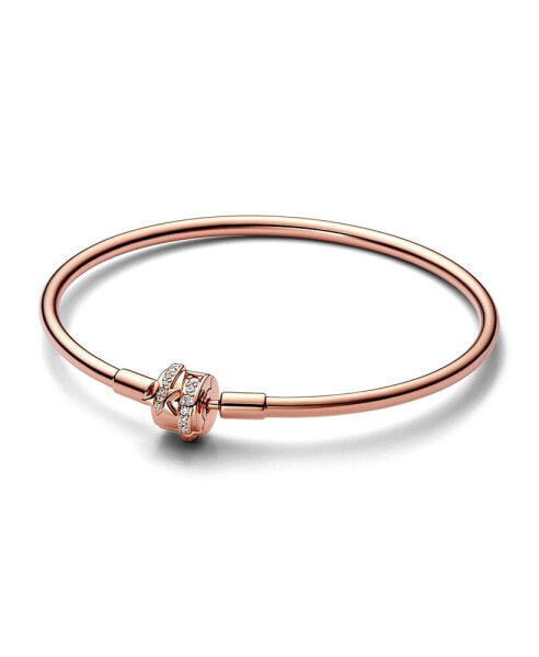 Moments Cubic Zirconia 14K Rose Gold-Plated Sparkling Shooting Star Clasp Bangle Bracelet