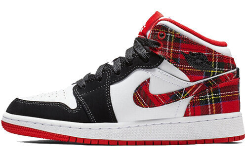 Air Jordan 1 Mid White Plaid Sneakers