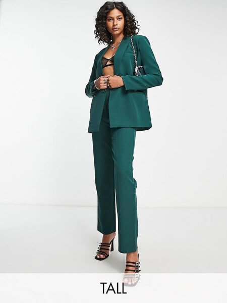 4th & Reckless Tall exclusive straight leg tailored trouser co ord in forest green