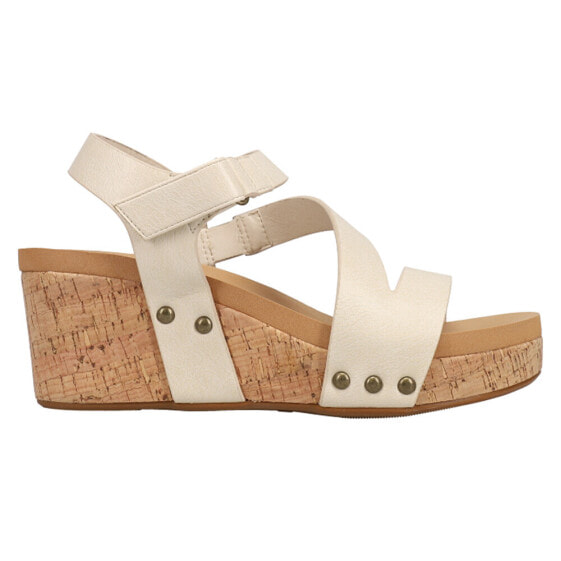 Corkys Spring Fling Wedge Womens Off White Casual Sandals 30-5396-CREA