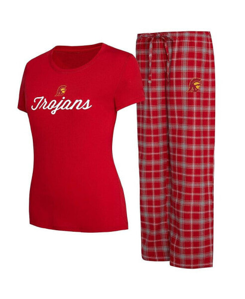Women's Cardinal, Gray USC Trojans Arctic T-shirt and Flannel Pants Sleep Set