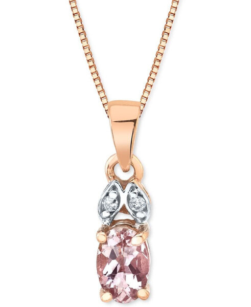 Morganite (3/8 ct. t.w.) & Diamond Accent 18" Pendant Necklace in 14k Rose Gold